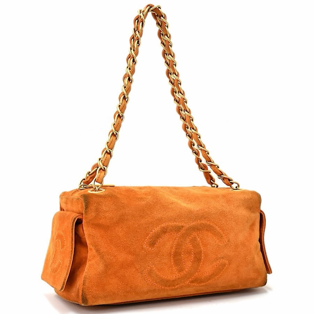CHANEL Suede Gold Chain shoulder bag